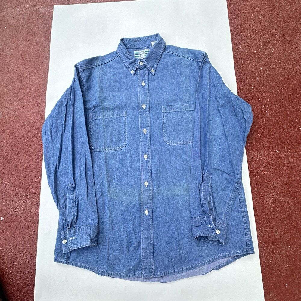Vtg Sears Roebuck And Co Denim Shirt L Blue Cotton Western Style
